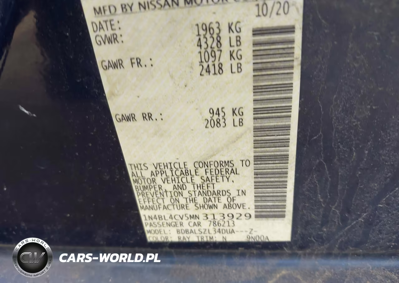 2021 Nissan Altima Sr Fwd VIN:1N4BL4CV5MN313929 - 9