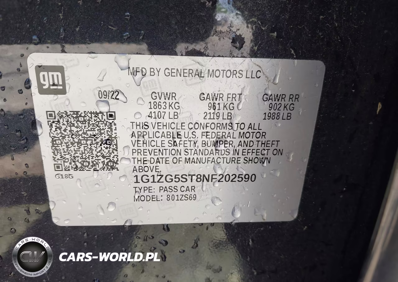 2022 Chevrolet Malibu Fwd Rs VIN:1G1ZG5ST8NF202590 - 9