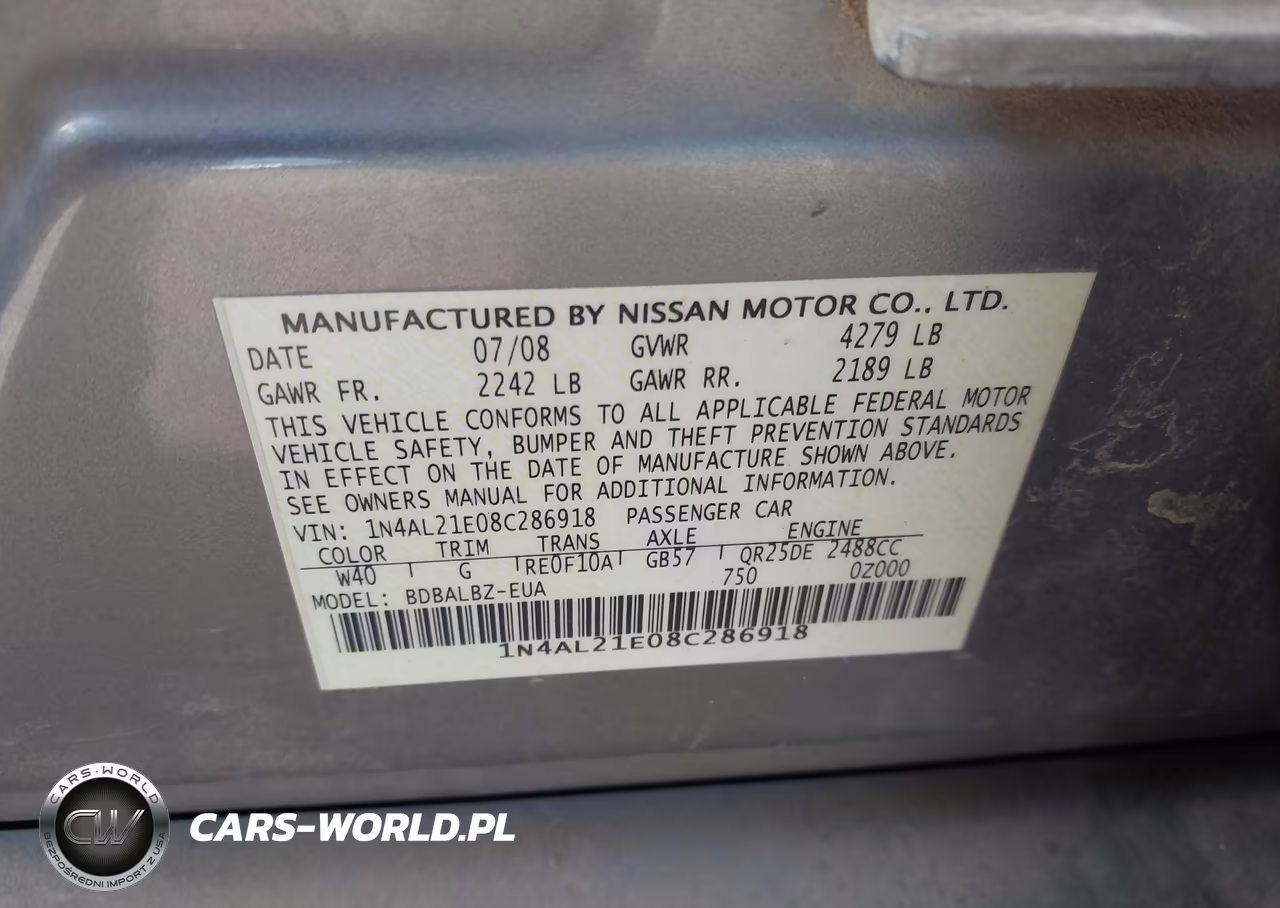 2008 Nissan Altima 2.5 S VIN:1N4AL21E08C286918 - 9