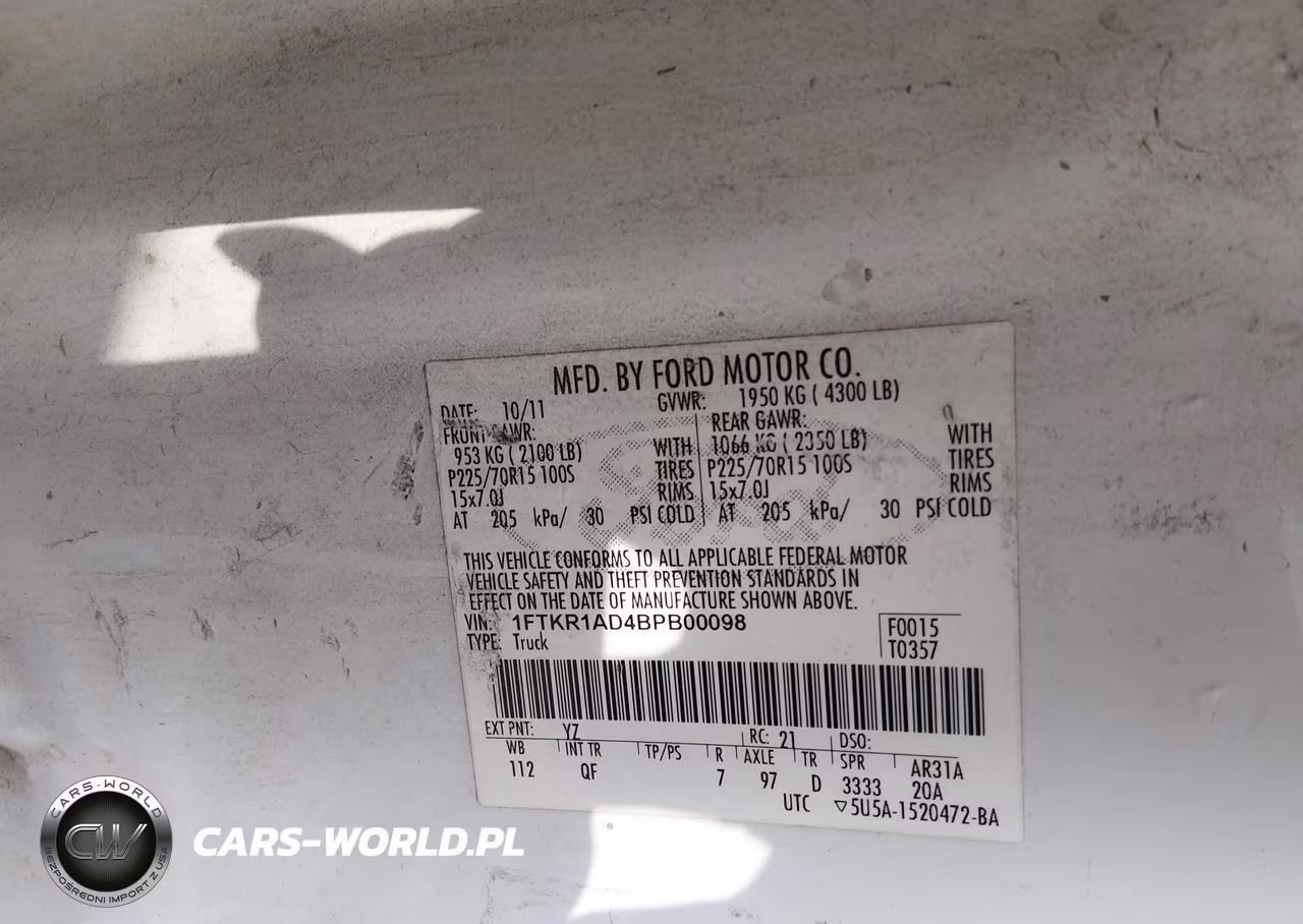 2011 Ford Ranger Xl VIN:1FTKR1AD4BPB00098 - 9