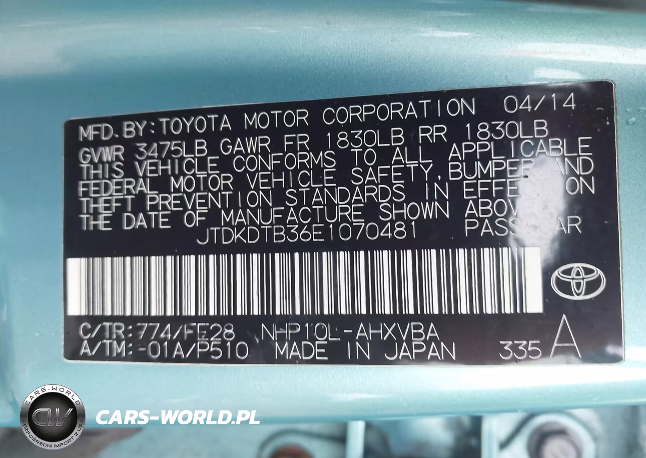 2014 Toyota Prius C One VIN:JTDKDTB36E1070481 - 9