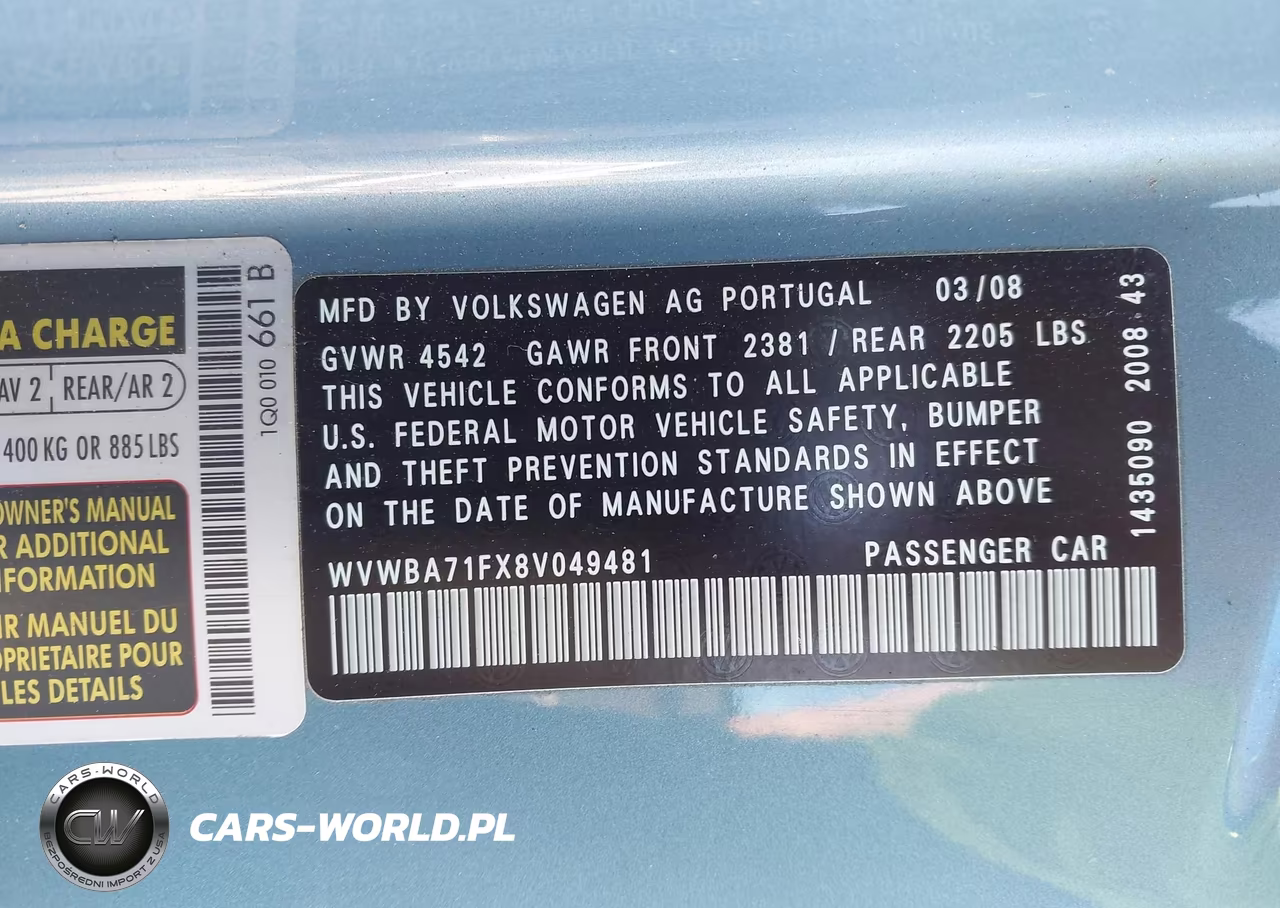 2008 Volkswagen Eos Komfort VIN:WVWBA71FX8V049481 - 9