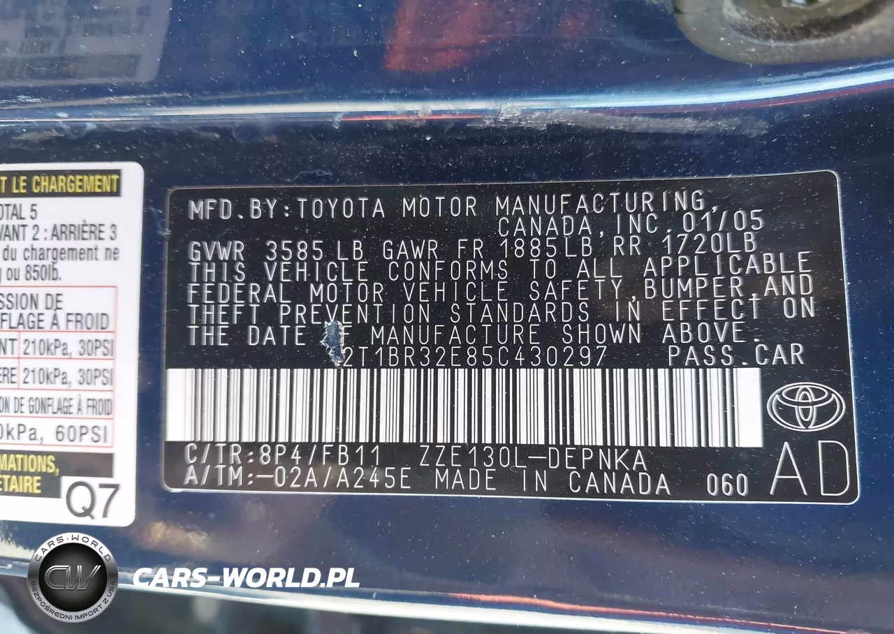 2005 Toyota Corolla Le VIN:2T1BR32E85C430297 - 9