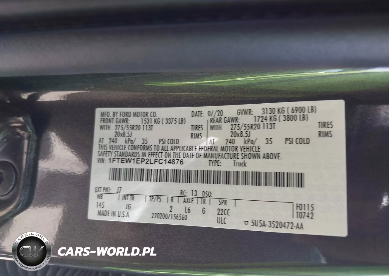 2020 Ford F-150 Xl VIN:1FTEW1EP2LFC14876 - 9