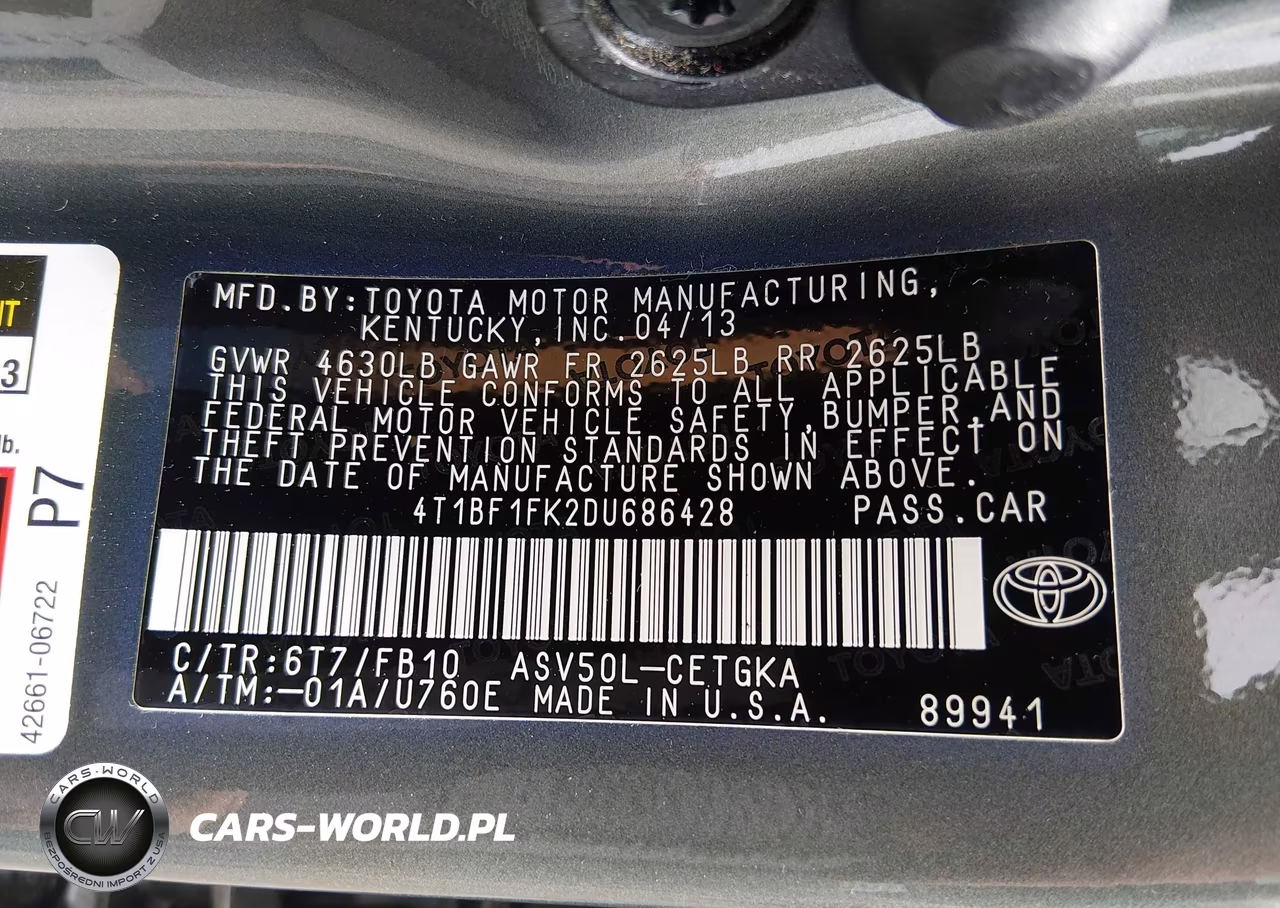2013 Toyota Camry Xle VIN:4T1BF1FK2DU686428 - 9