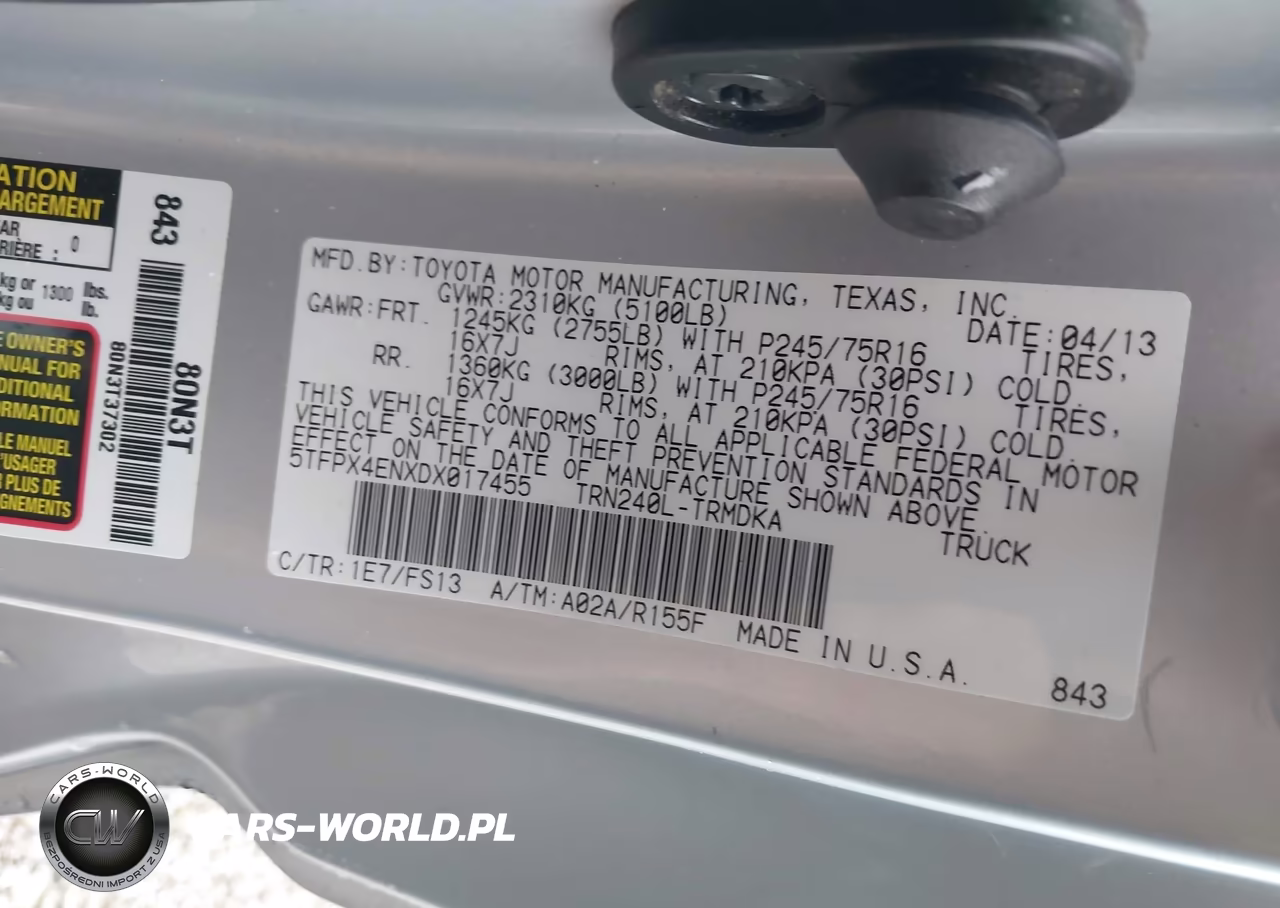 2013 Toyota Tacoma VIN:5TFPX4ENXDX017455 - 9