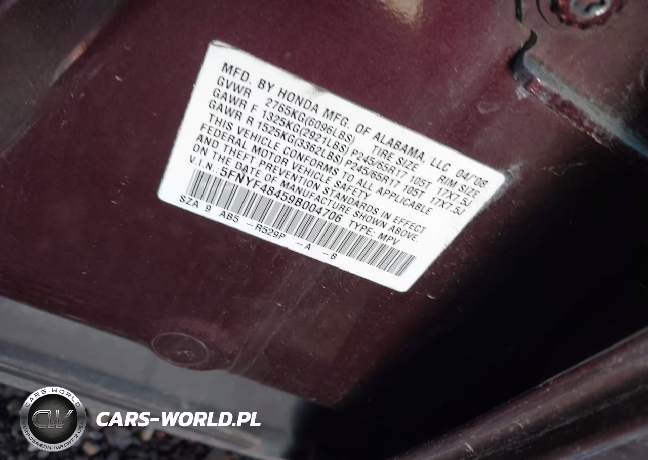 2009 Honda Pilot Ex VIN:5FNYF48459B004706 - 9