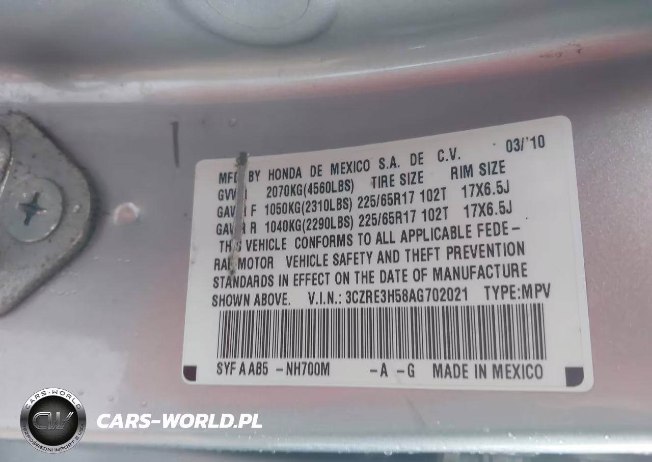 2010 Honda Cr-V Ex VIN:3CZRE3H58AG702021 - 9