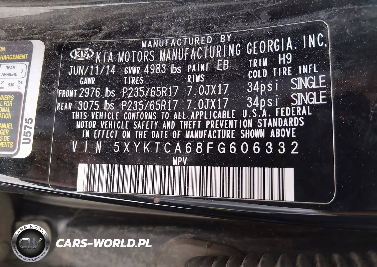 2015 Kia Sorento Lx VIN:5XYKTCA68FG606332 - 9