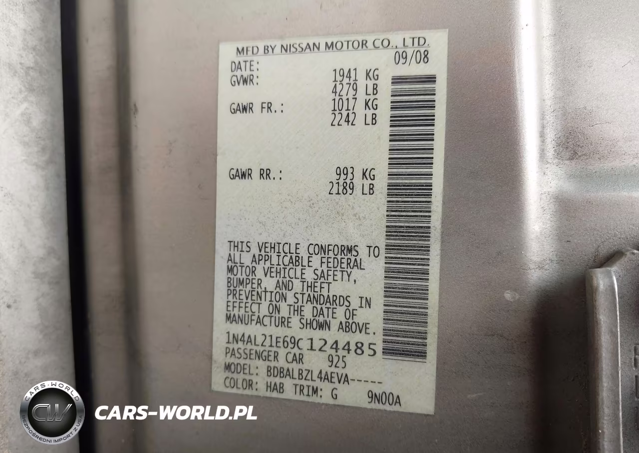 2009 Nissan Altima 2.5 S VIN:1N4AL21E69C124485 - 9
