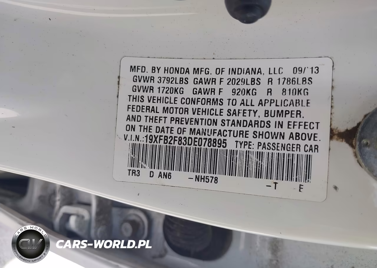 2013 Honda Civic Ex VIN:19XFB2F83DE078895 - 9