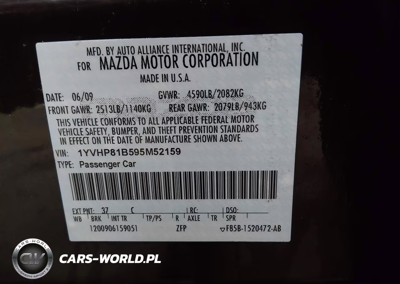 2009 Mazda Mazda6 S Sport VIN:1YVHP81B595M52159 - 9