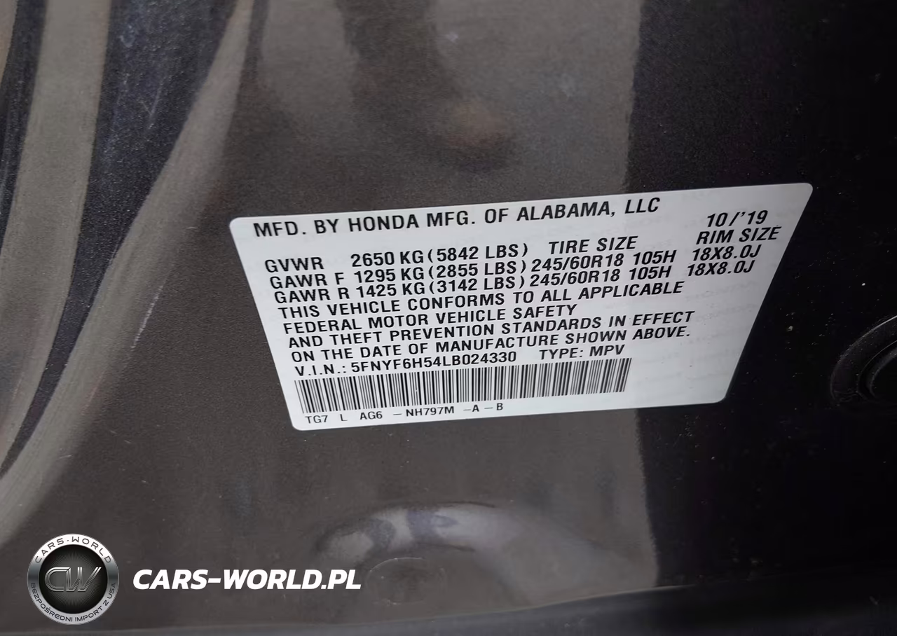 2020 Honda Pilot Ex-L VIN:5FNYF6H54LB024330 - 9
