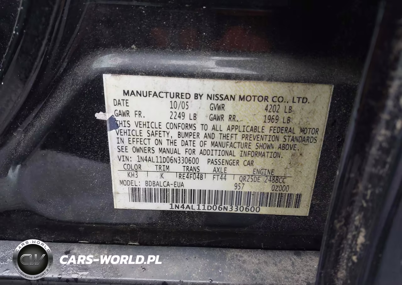 2006 Nissan Altima 2.5 S VIN:1N4AL11D06N330600 - 9