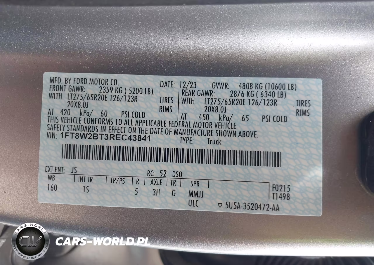 2024 Ford F-250 Xl VIN:1FT8W2BT3REC43841 - 8