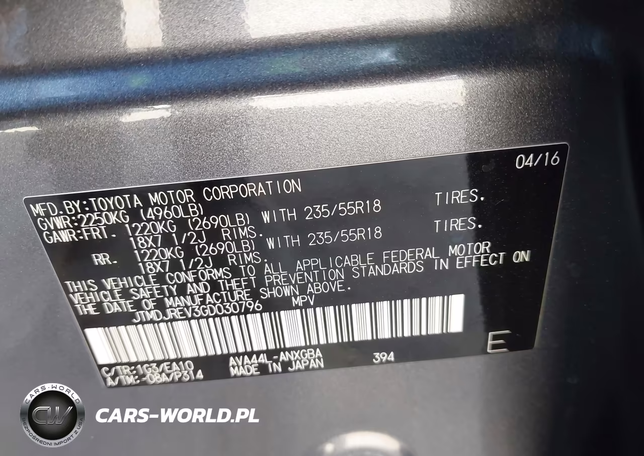 2016 Toyota Rav4 Hybrid Limited VIN:JTMDJREV3GD030796 - 9