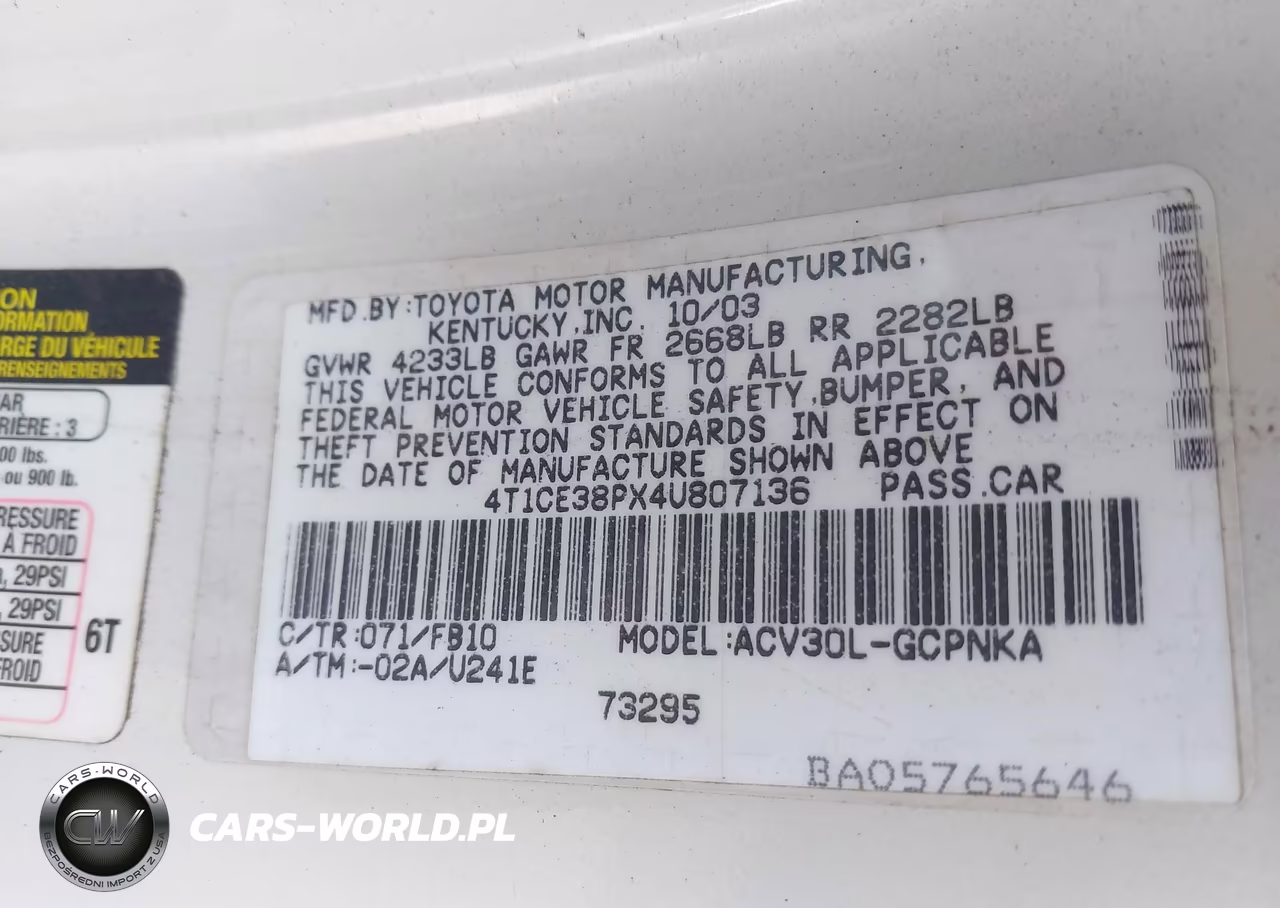 2004 Toyota Camry Solara Se VIN:4T1CE38PX4U807136 - 9