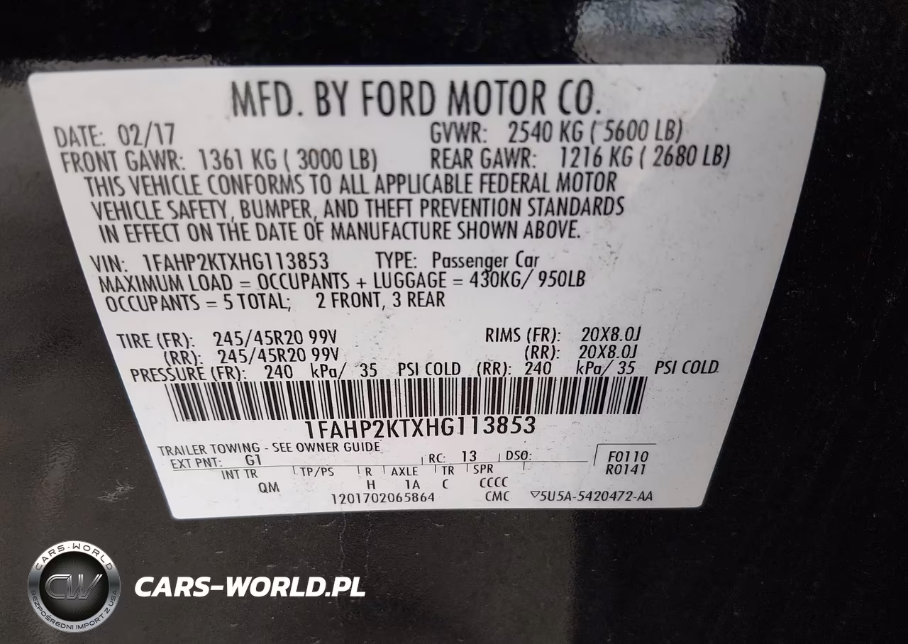 2017 Ford Taurus Sho VIN:1FAHP2KTXHG113853 - 9