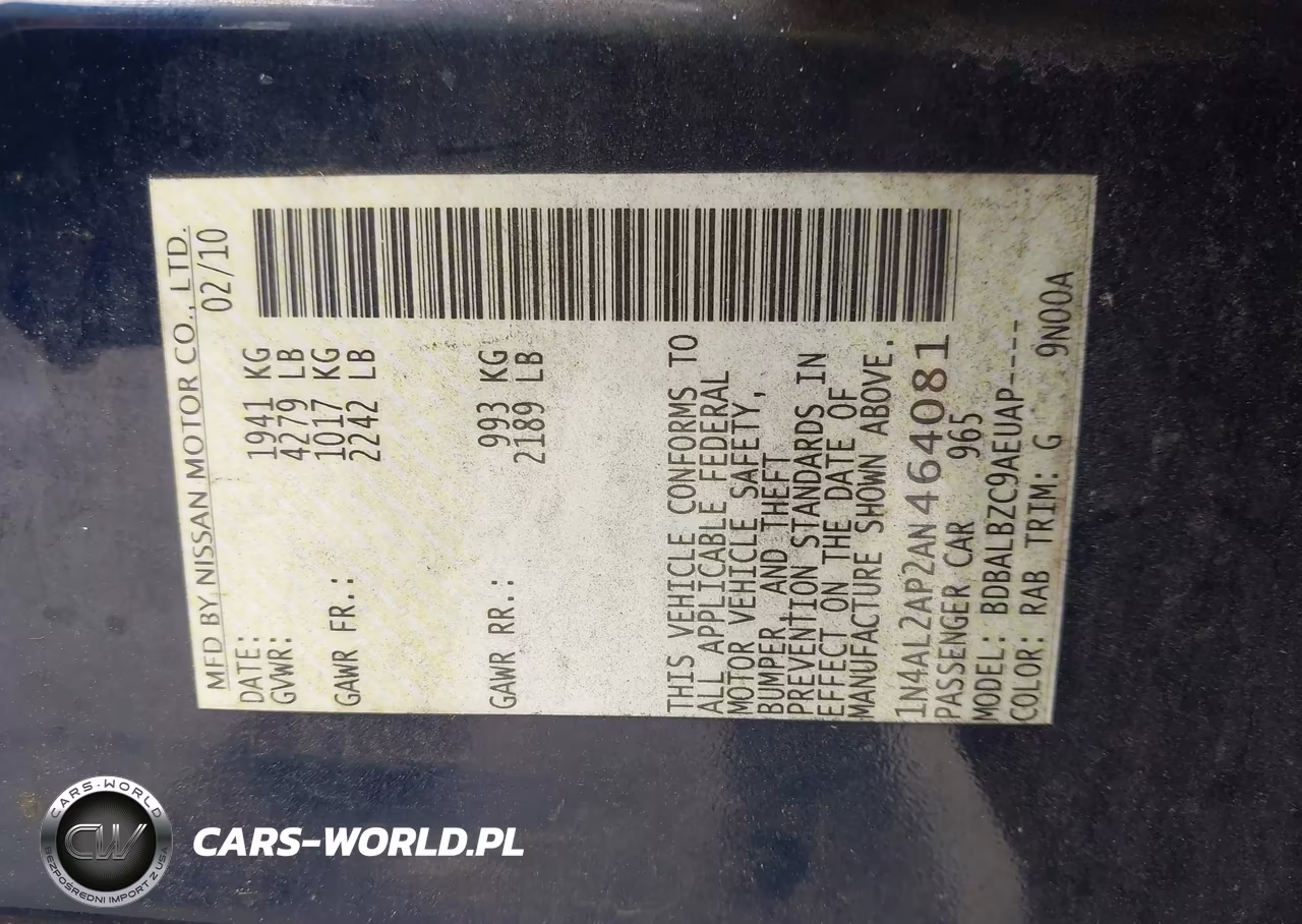 2010 Nissan Altima 2.5 S VIN:1N4AL2AP2AN464081 - 9