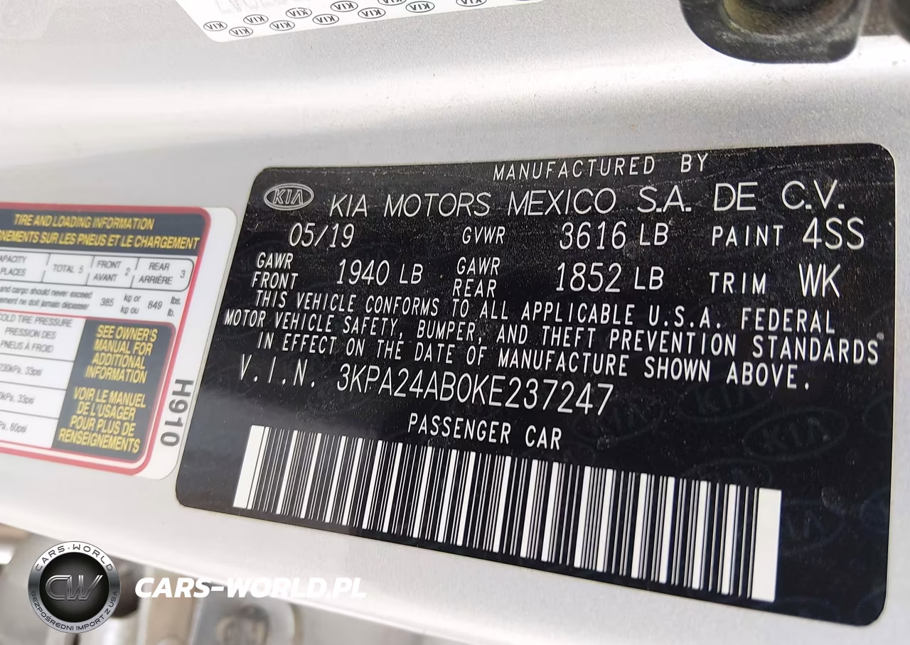 2019 Kia Rio Lx VIN:3KPA24AB0KE237247 - 9