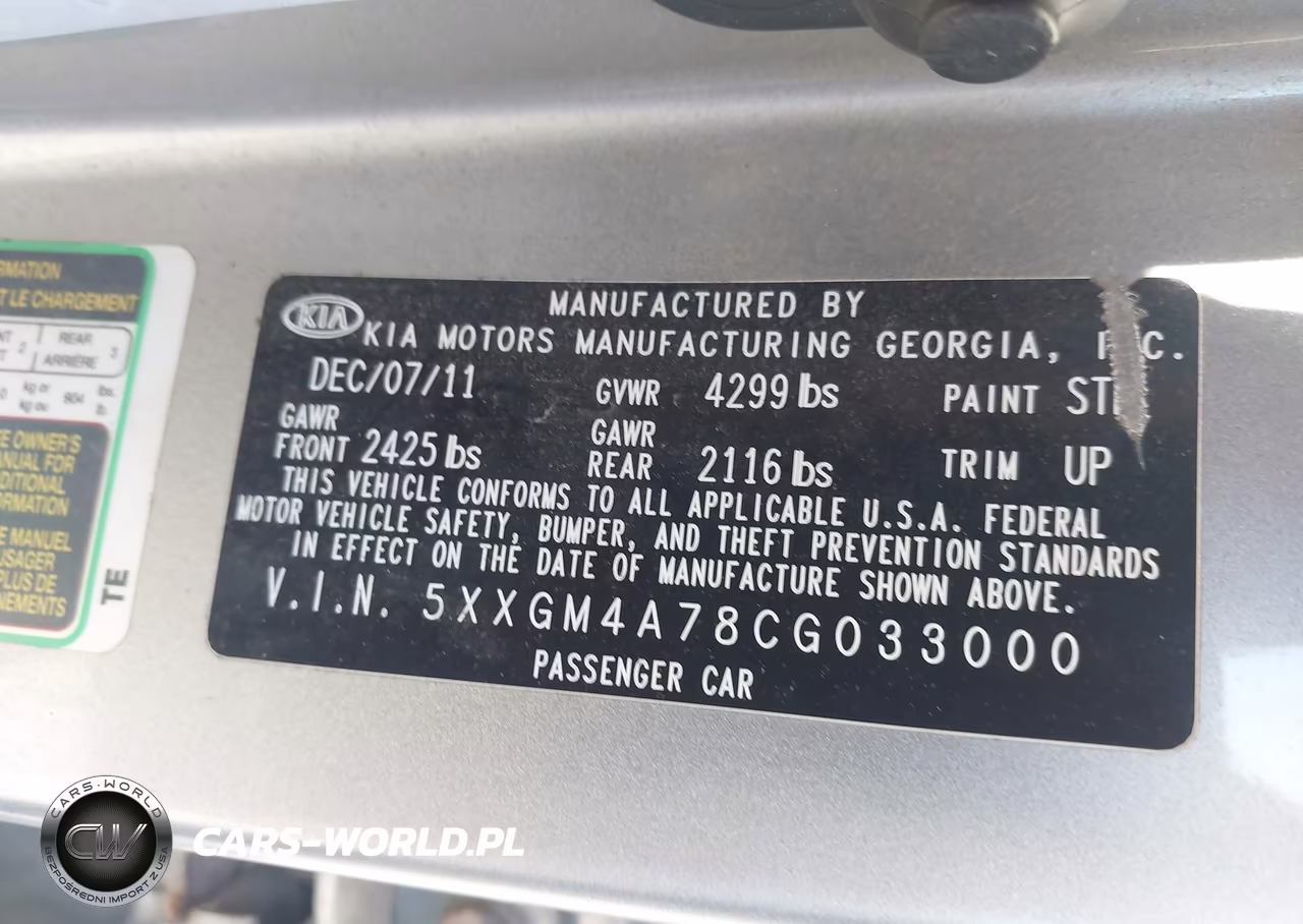 2012 Kia Optima Lx VIN:5XXGM4A78CG033000 - 9