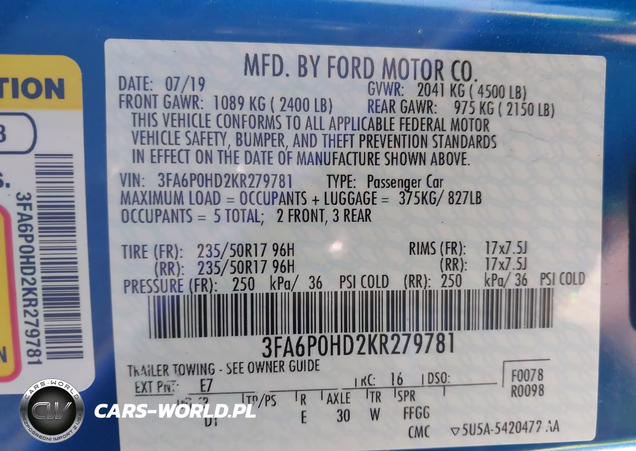 2019 Ford Fusion Se VIN:3FA6P0HD2KR279781 - 9