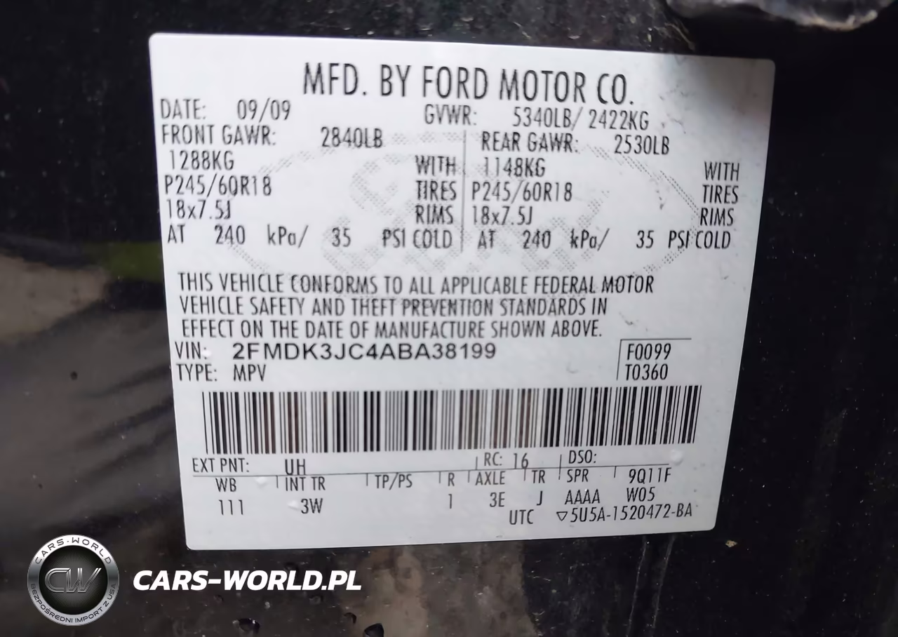 2010 Ford Edge Sel VIN:2FMDK3JC4ABA38199 - 9