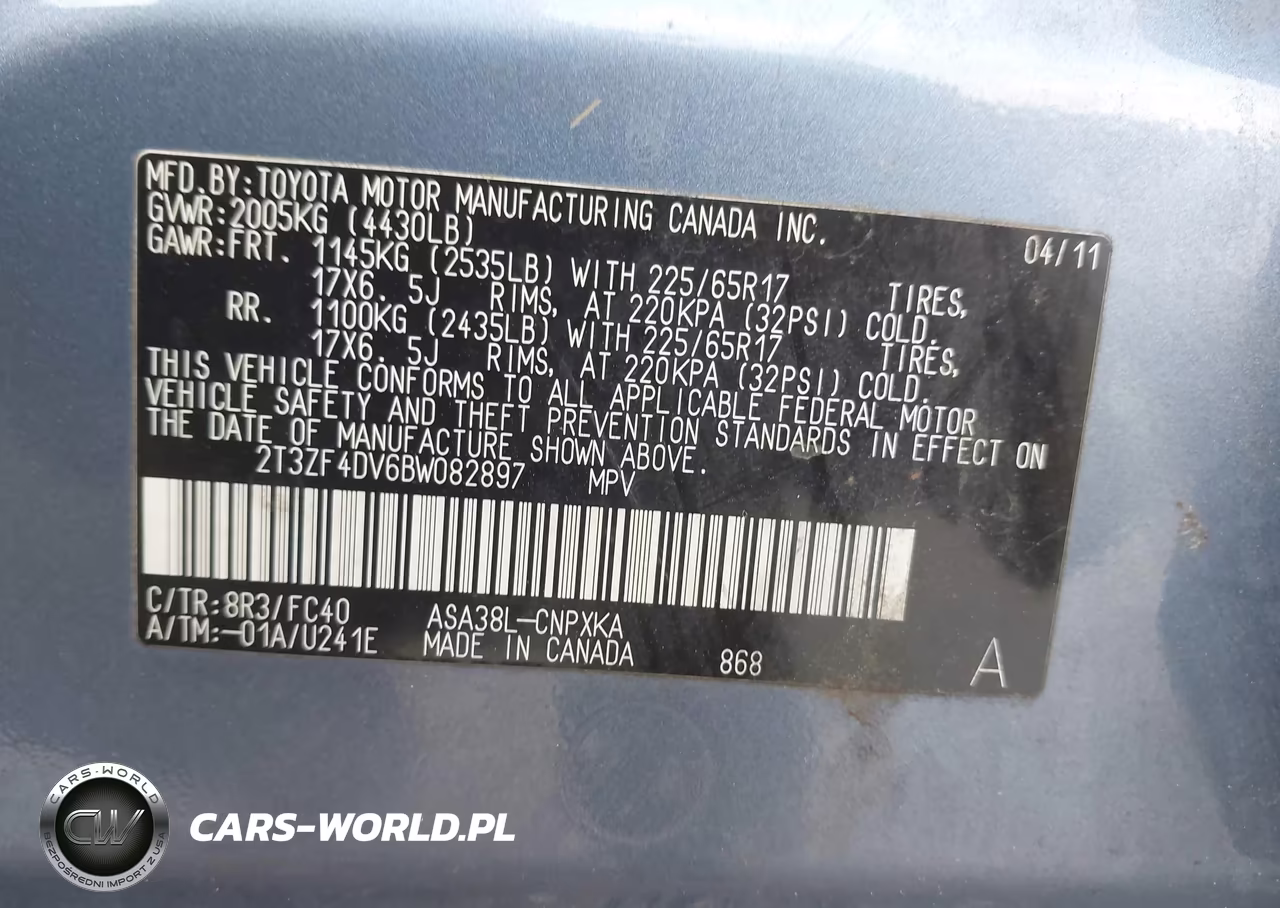 2011 Toyota Rav4 VIN:2T3ZF4DV6BW082897 - 9