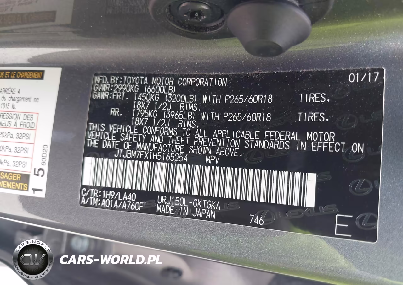 2017 Lexus Gx 460 VIN:JTJBM7FX1H5165254 - 9