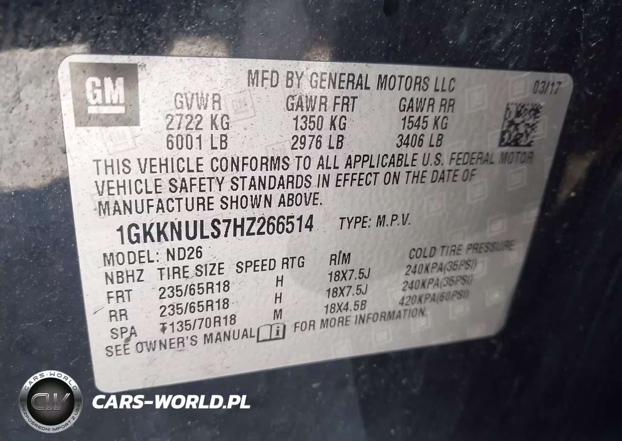2017 GMC Acadia Slt-1 VIN:1GKKNULS7HZ266514 - 9