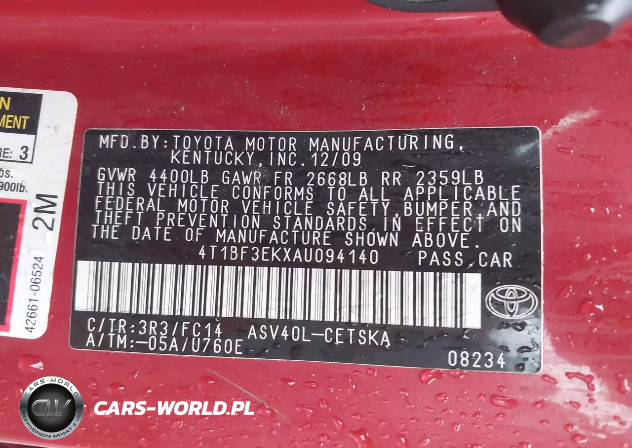 2010 Toyota Camry Se VIN:4T1BF3EKXAU094140 - 9