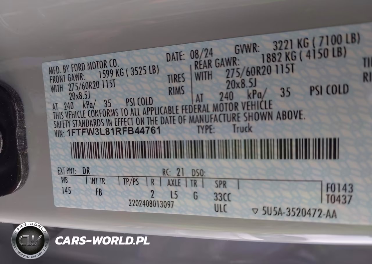 2024 Ford F-150 Xlt VIN:1FTFW3L81RFB44761 - 9