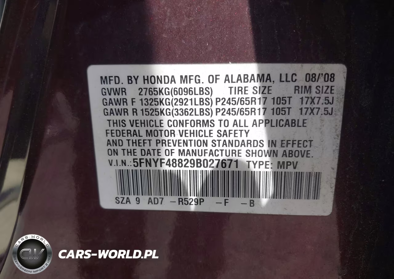 2009 Honda Pilot Touring VIN:5FNYF48829B027671 - 9