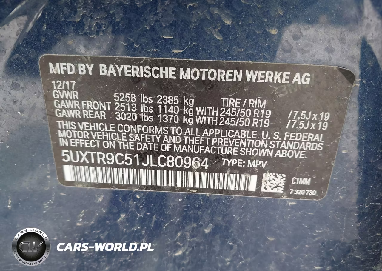 2018 BMW X3 xDrive30I VIN:5UXTR9C51JLC80964 - 9