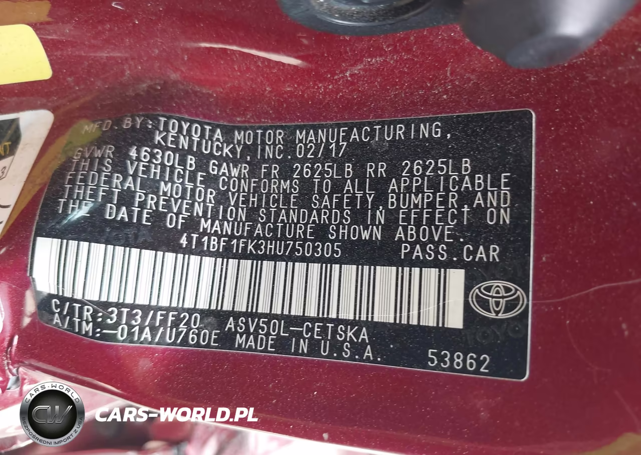 2017 Toyota Camry Se VIN:4T1BF1FK3HU750305 - 9