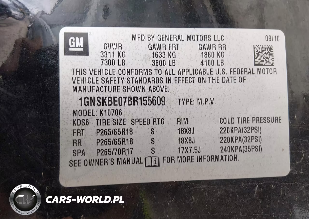 2011 Chevrolet Tahoe Lt VIN:1GNSKBE07BR155609 - 9