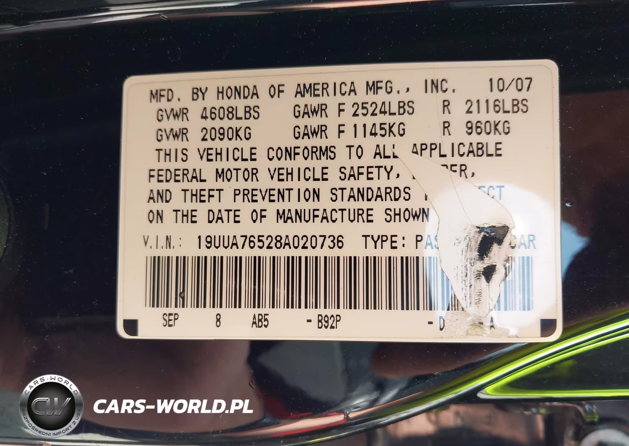 2008 Acura Tl Type S VIN:19UUA76528A020736 - 9