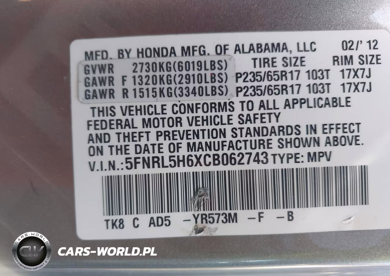 2012 Honda Odyssey Ex-L VIN:5FNRL5H6XCB062743 - 9