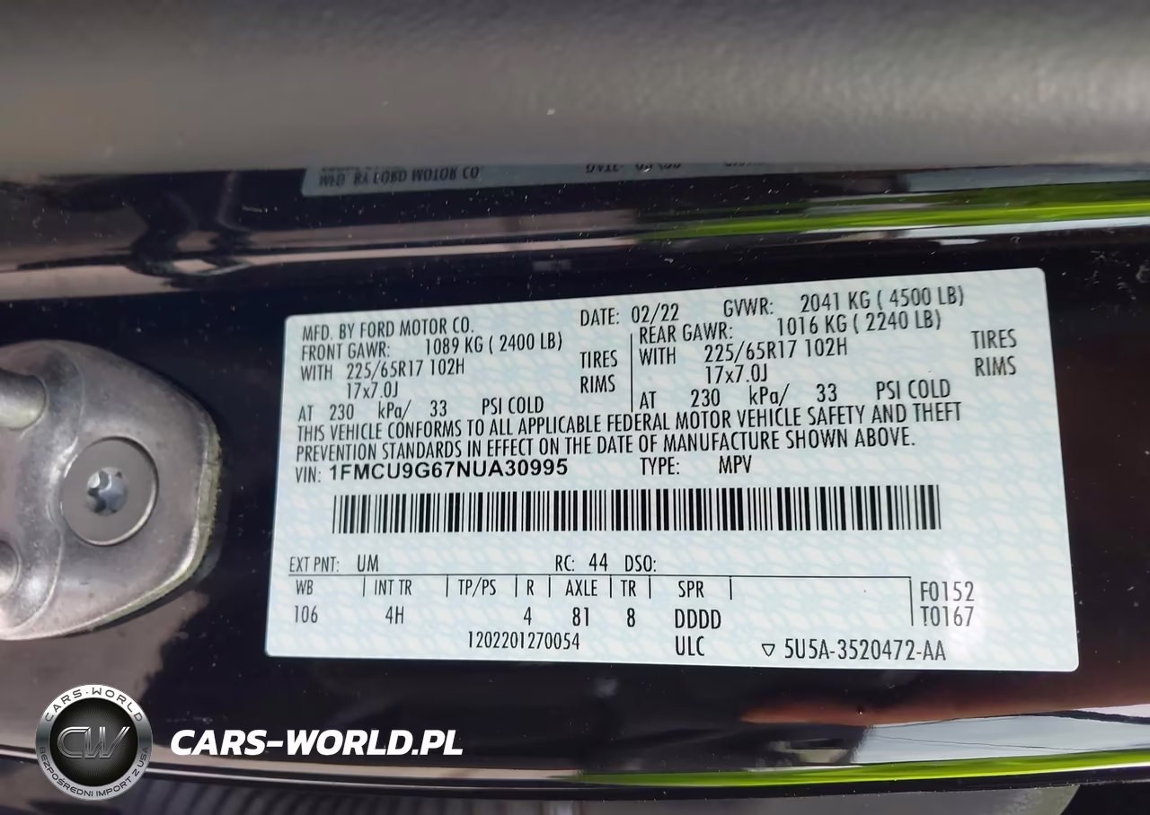 2022 Ford Escape Se VIN:1FMCU9G67NUA30995 - 9