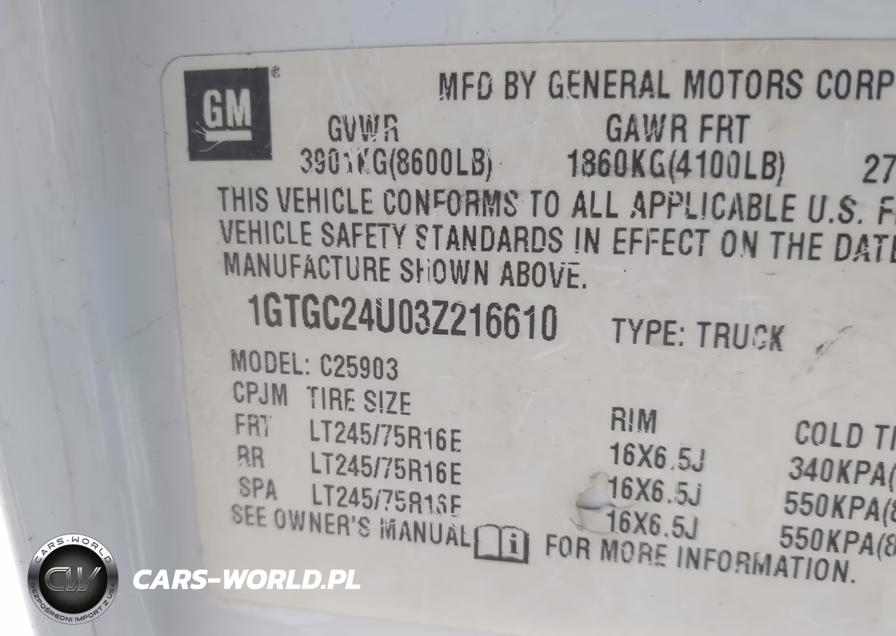 2003 GMC Sierra 2500 Work Truck VIN:1GTGC24U03Z216610 - 9