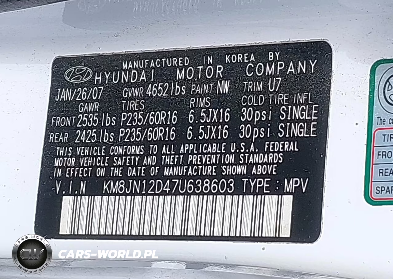 2007 Hyundai Tucson Limited-Se VIN:KM8JN12D47U638603 - 9
