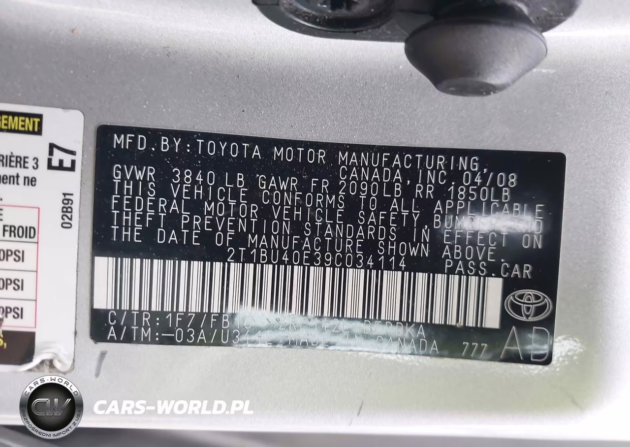 2009 Toyota Corolla VIN:2T1BU40E39C034114 - 9