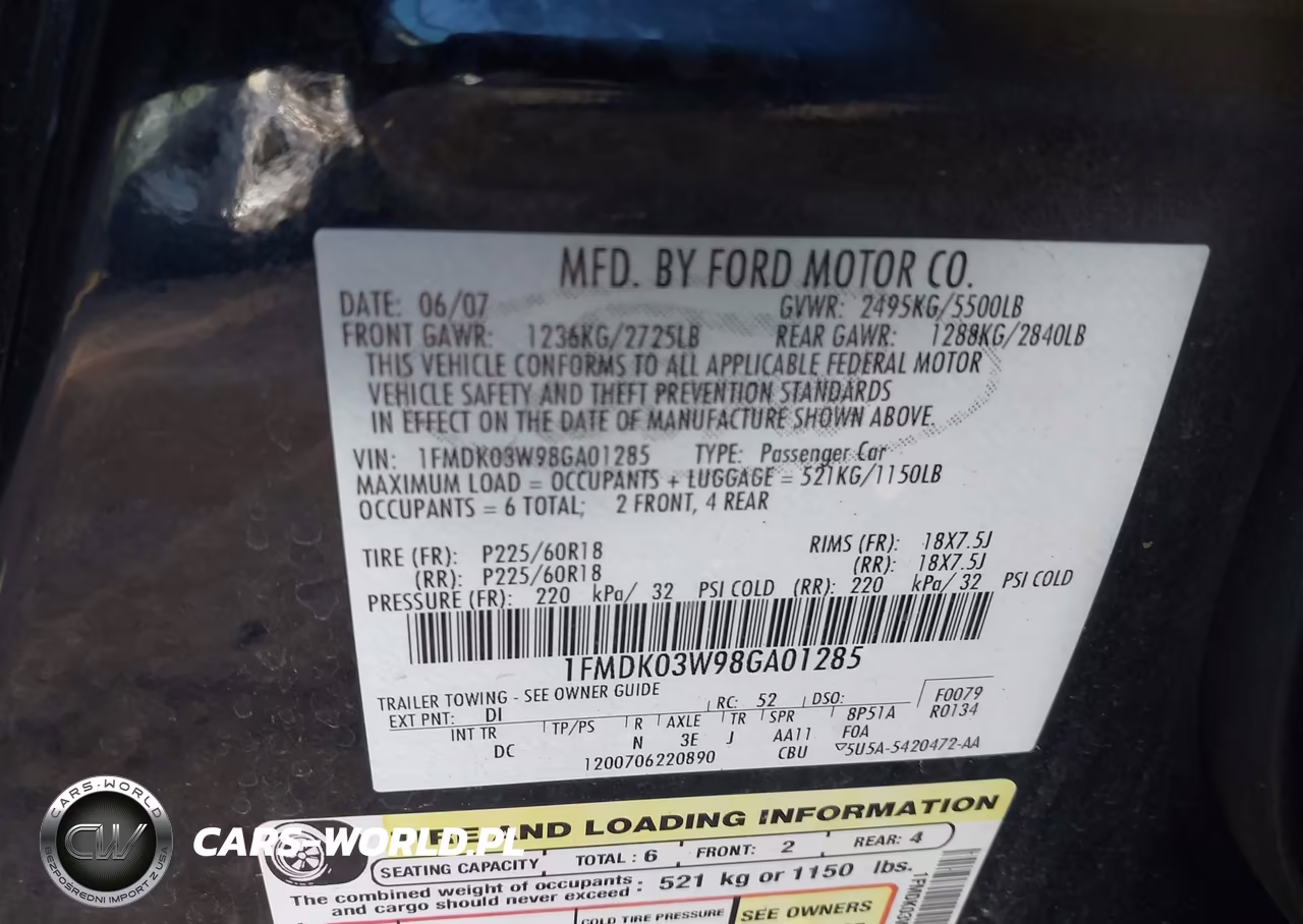 2008 Ford Taurus X Limited VIN:1FMDK03W98GA01285 - 9