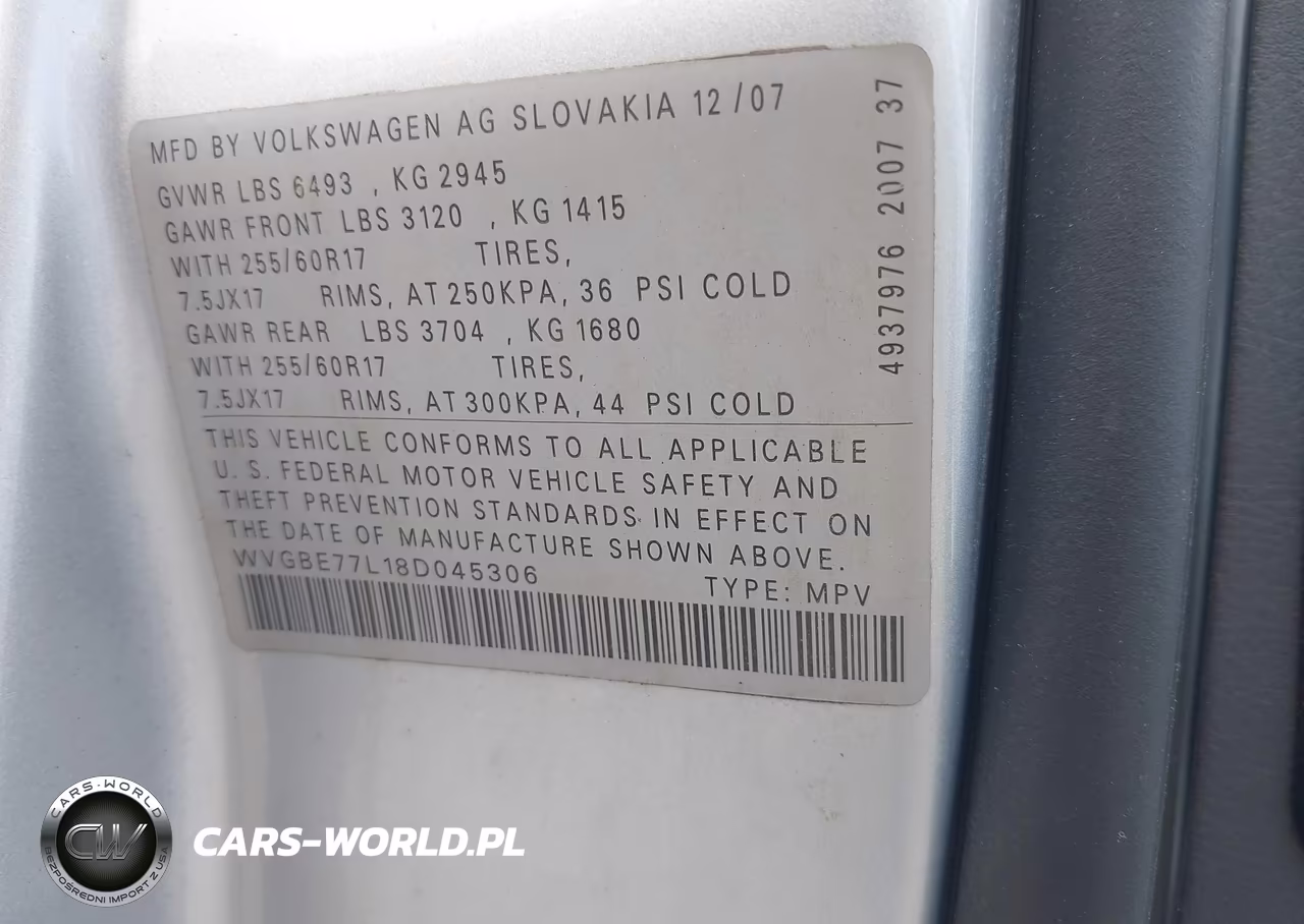 2008 Volkswagen Touareg 2 Vr6 Fsi VIN:WVGBE77L18D045306 - 9