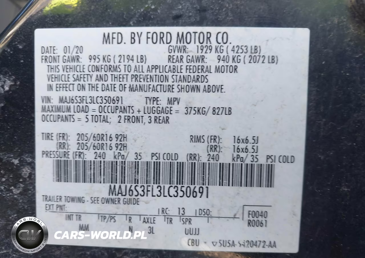 2020 Ford Ecosport S VIN:MAJ6S3FL3LC350691 - 9