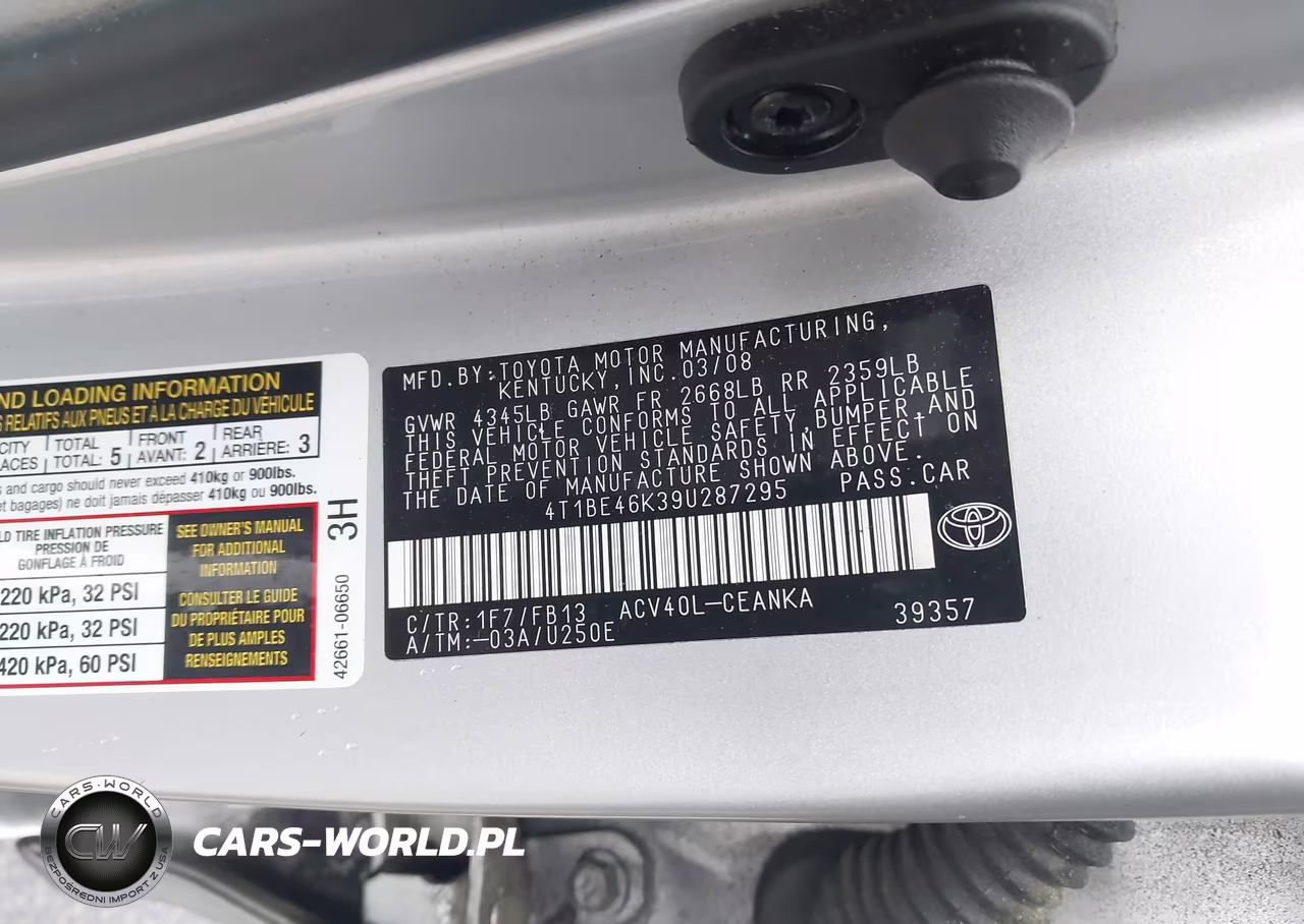 2009 Toyota Camry Le VIN:4T1BE46K39U287295 - 9
