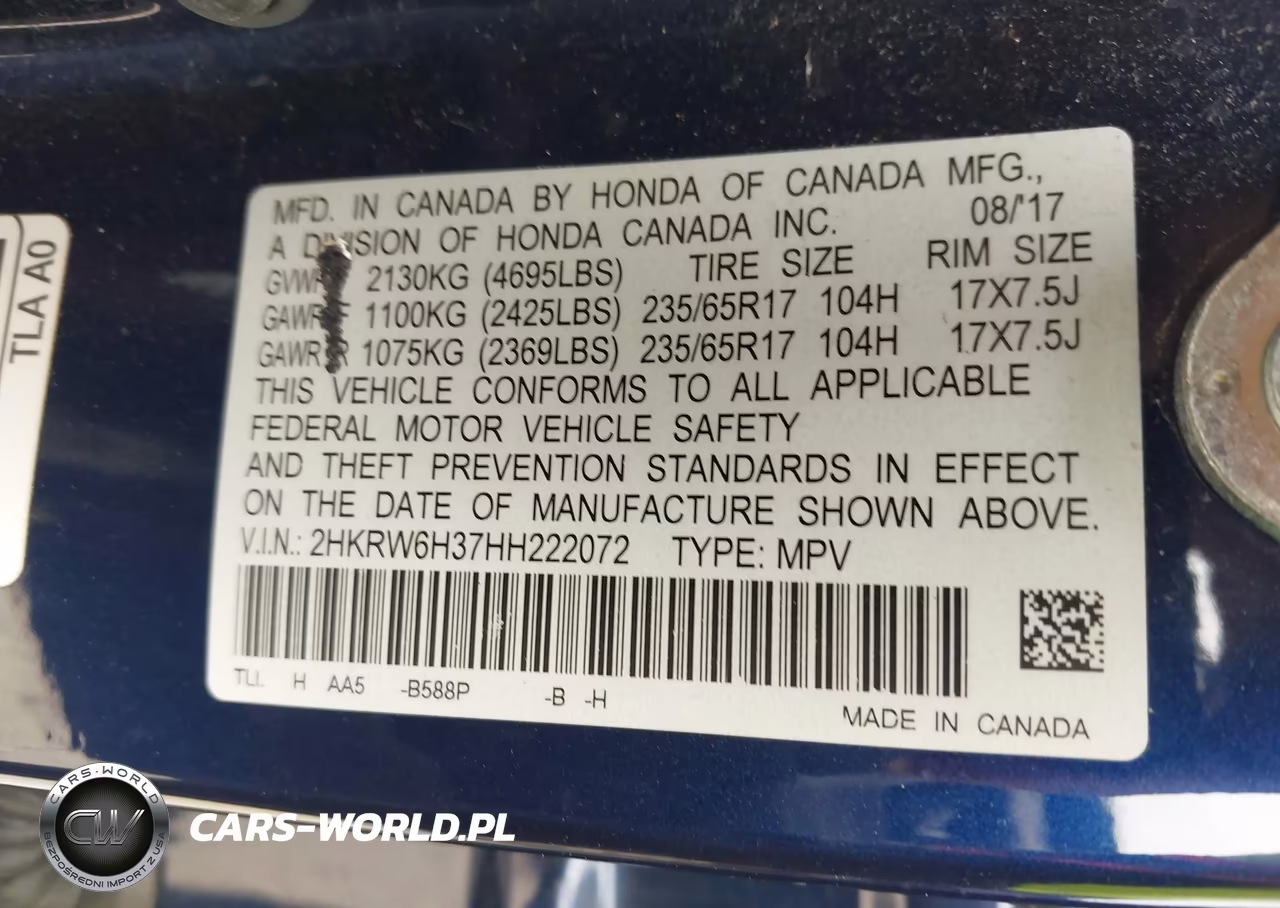 2017 Honda Cr-V Lx VIN:2HKRW6H37HH222072 - 9