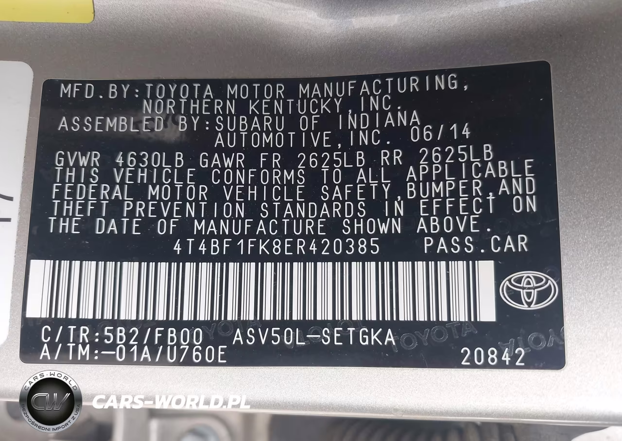 2014 Toyota Camry Xle VIN:4T4BF1FK8ER420385 - 9