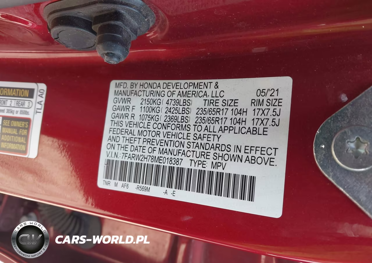 2021 Honda Cr-V Awd Special Edition VIN:7FARW2H78ME018387 - 9