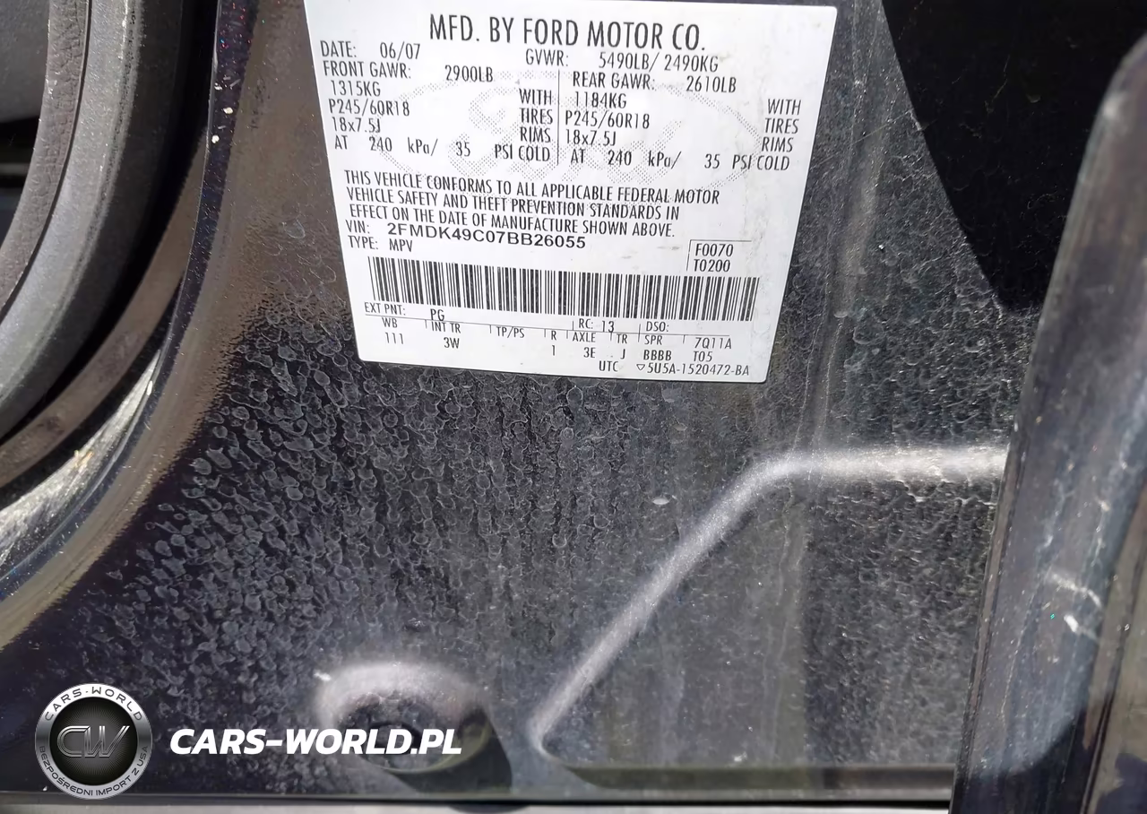 2007 Ford Edge Sel Plus VIN:2FMDK49C07BB26055 - 9